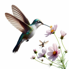 Fototapeta premium real life like natural hummingbird hovering over the flower