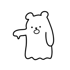 Cute Cartoon Ghost Bear Vector Illustration | Minimalist Style