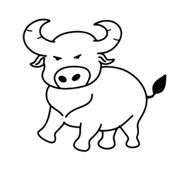 Cute Cartoon Bull Vector Illustration | Minimalist Style