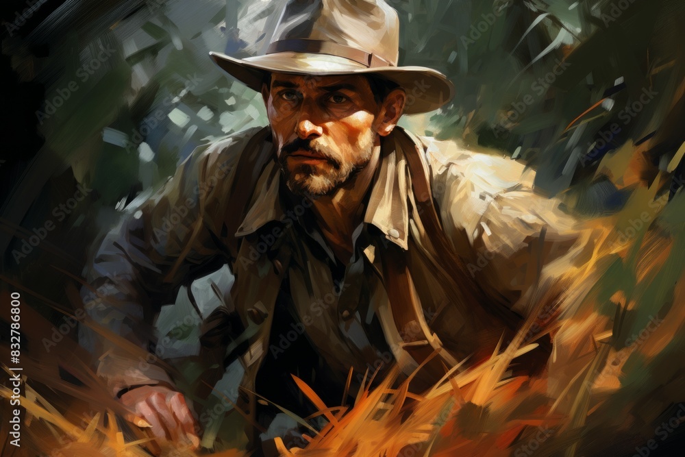 Canvas Prints a skilled and versatile ranger, tracking prey and surviving in the wilderness. - generative ai