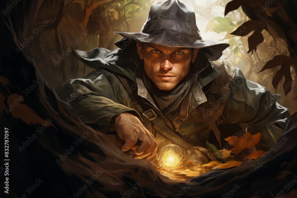 Canvas Prints a skilled and versatile ranger, tracking prey and surviving in the wilderness. - generative ai