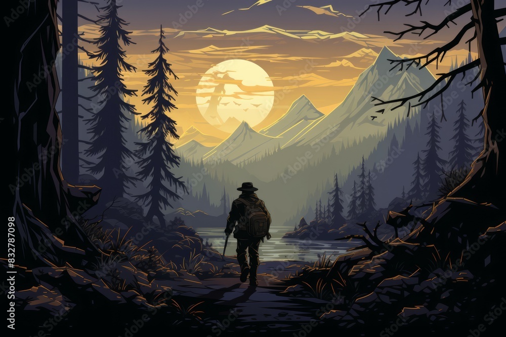 Canvas Prints a skilled and versatile ranger, tracking prey and surviving in the wilderness. - generative ai