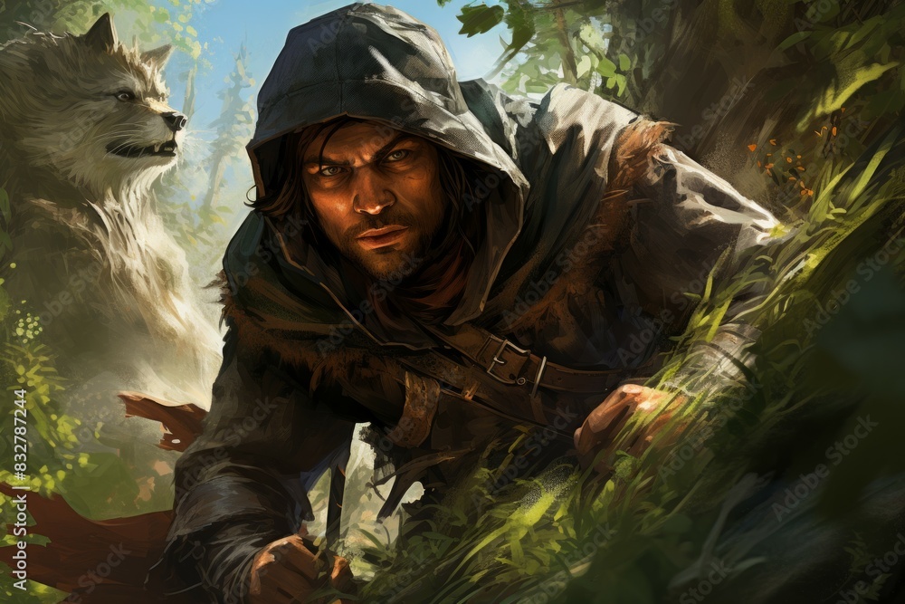 Canvas Prints a skilled and versatile ranger, tracking prey and surviving in the wilderness. - generative ai