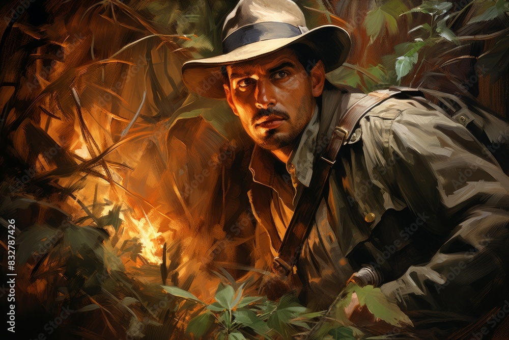 Canvas Prints a skilled and versatile ranger, tracking prey and surviving in the wilderness. - generative ai