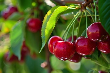 national cherries jubilee day, cherry bunch on tree