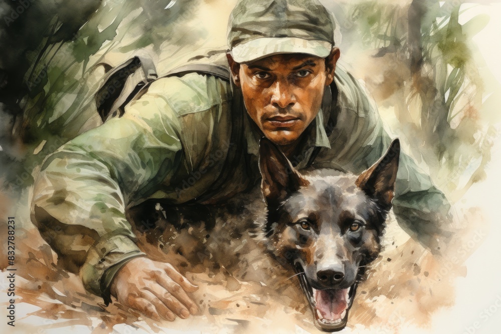 Canvas Prints a skilled and versatile ranger, tracking prey and surviving in the wilderness. - generative ai
