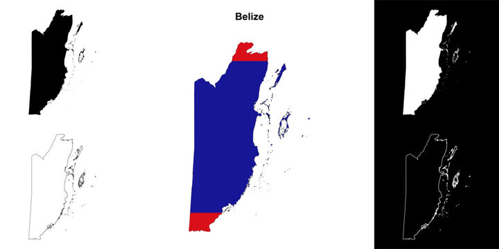 Belize blank outline map set