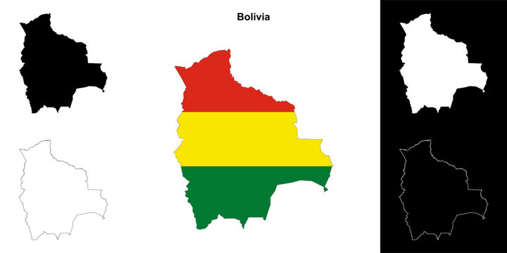 Bolivia blank outline map set