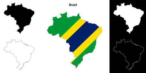 Obraz premium Brazil blank outline map set