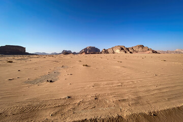 Scenic view of landscape at Wadi Rum desert in Jordan