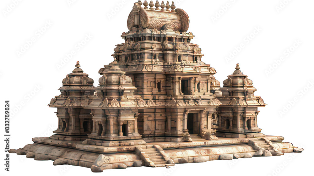 Poster ancient hindu temple isolated on white created with generative ai