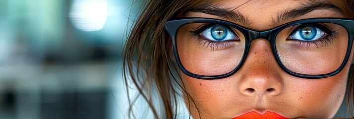 Detailed perspective of eyeglasses with a focus on the eyes for enhanced visibility