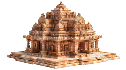 Ancient hindu temple isolated on white created with Generative AI
