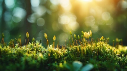 Detailed view of moss during the spring season