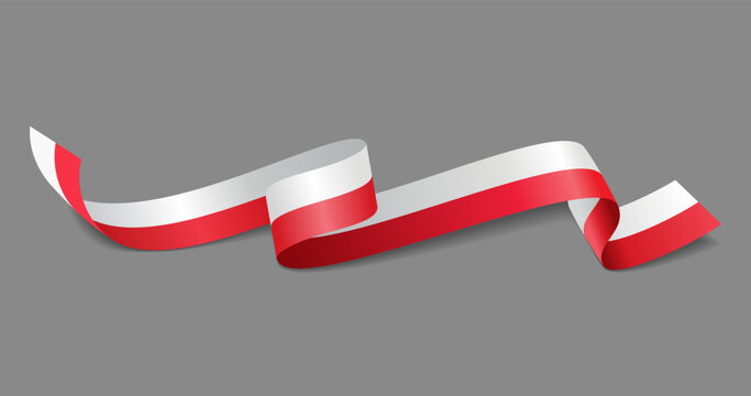 Polish flag wavy abstract background. Vector illustration.
