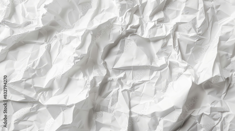 Aufkleber crumpled white paper texture background with abstract shape and text space