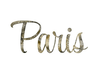 Watercolor hand drawn lettering illustration isolated background. Handwritten message. Paris France. Can be used as a print on t-shirts and bags, for cards, banner or poster. thank you card. 