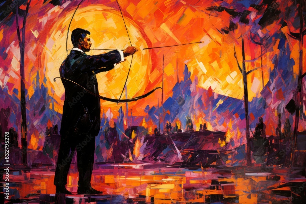 Wall mural a master of archery, striking distant targets with unparalleled accuracy. - generative ai