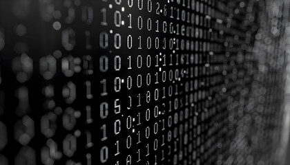 Binary code on a black background texture