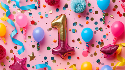 Number 1 birthday balloons design