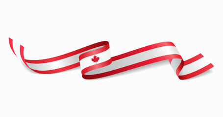 Canadian flag wavy abstract background. Vector illustration.