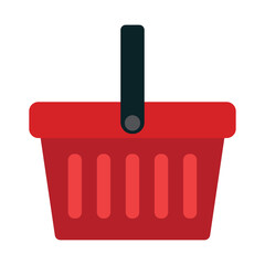 Red Shopping Basket Vector Icon isolated on white background. e-shop concept, shopping basket icon sign, pictogram supermarket basket ,store container. Hypermarket product carry object, grocery basket