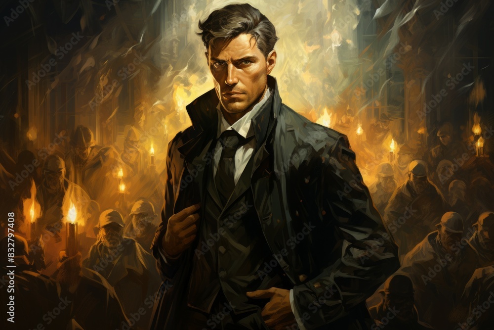 Canvas Prints a cunning and manipulative spy, gathering information and infiltrating enemy ranks. - generative ai