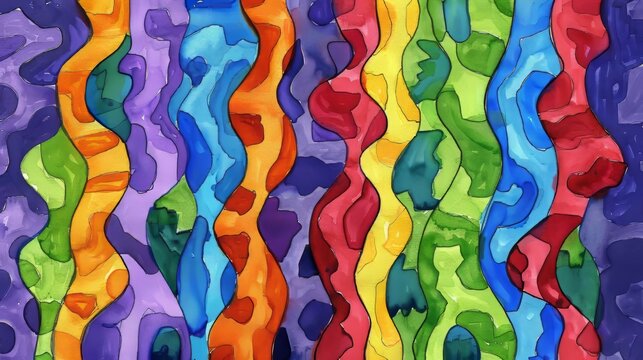 Vibrant watercolor art  expressing freedom and creativity with fluid, colorful lines