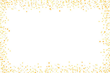 Golden glitter dots luxury border frame isolated on transparent background