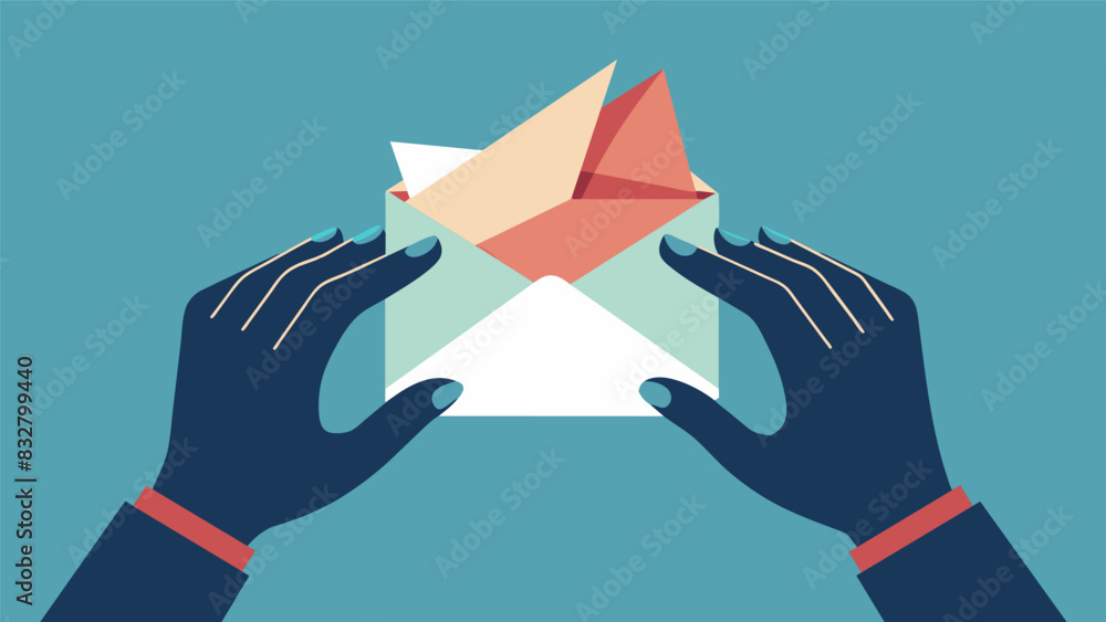 Poster nervous hands fold and unfold a letter debating whether or not to send it. its a letter of forgivene