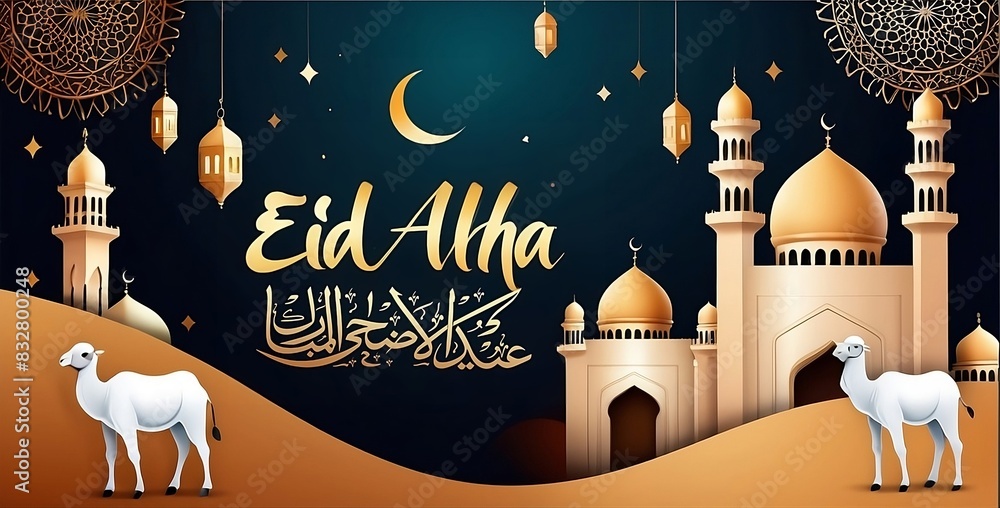 Wall mural Eid al Adha Mubarak Islamic festival social media banner and post template with isolated background for cultural and religious celebration announcements flyer template created with generative ai	