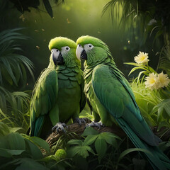 blue and yellow macaw parrot with reasltic background 