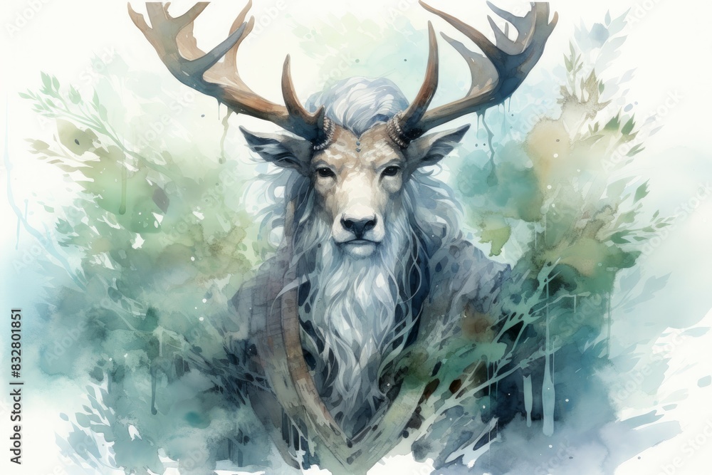 Wall mural a wise and ancient druid, attuned to nature and capable of transforming into beasts. - generative ai
