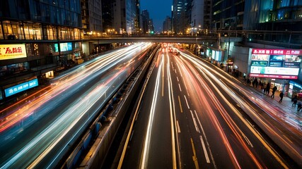 excitement and energy of a bustling cityscape during rush hour