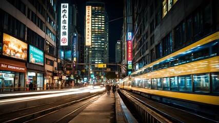 Fototapeta premium excitement and energy of a bustling cityscape during rush hour