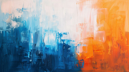 Abstract painting, vibrant colors, gradient, orange and blue hues