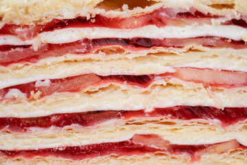 delicious fresh sweet fruit cake decorated with lemon