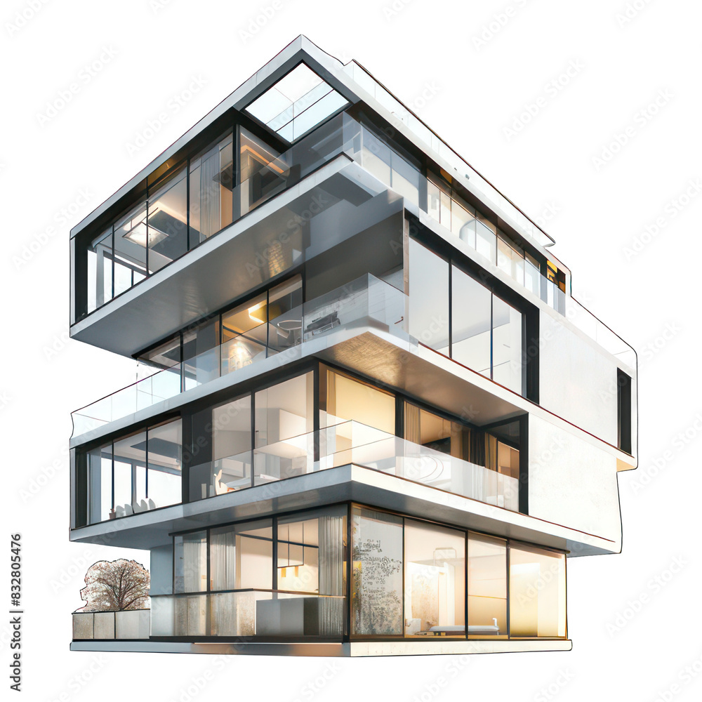 Poster modern cube appartement isolated on white created with generative ai