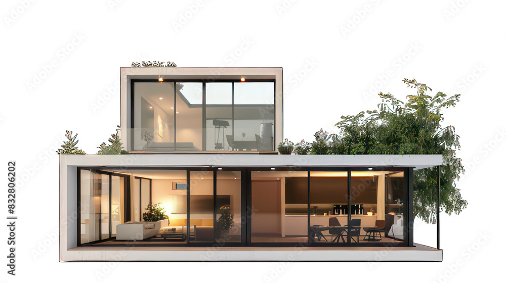 Poster modern cube appartement isolated on white created with generative ai