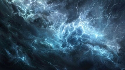 Abstract Thunderstorm Background with Lightning and Swirling Clouds