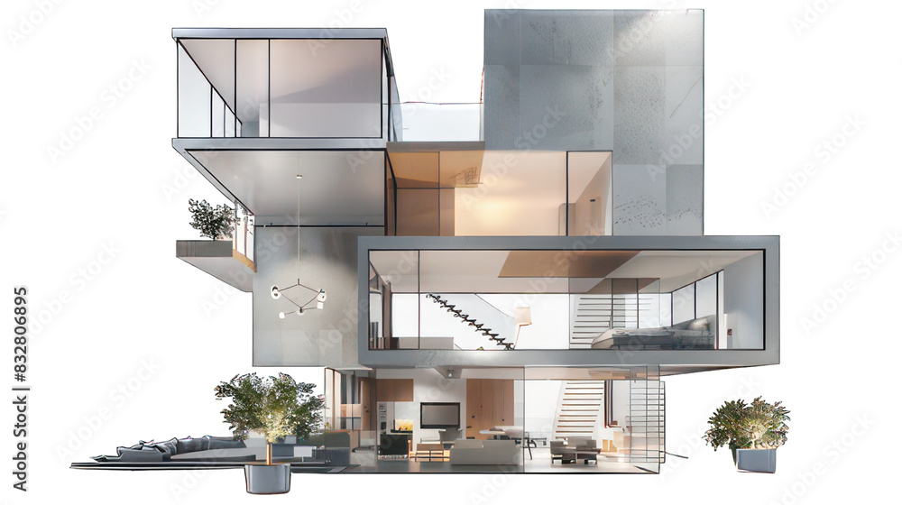 Aufkleber modern cube appartement isolated on white created with generative ai
