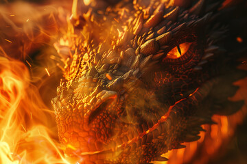 Fire Dragon Close Up Portrait
