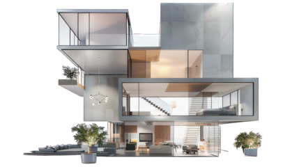 Modern cube appartement isolated on white created with Generative AI