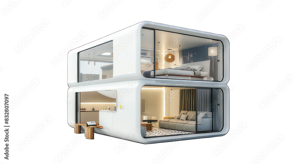 Poster modern cube appartement isolated on white created with generative ai