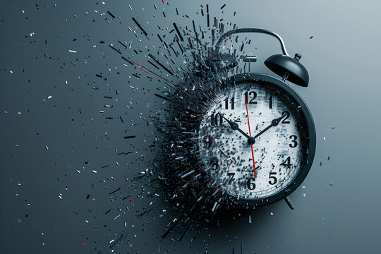 old analog clock disintegrating 