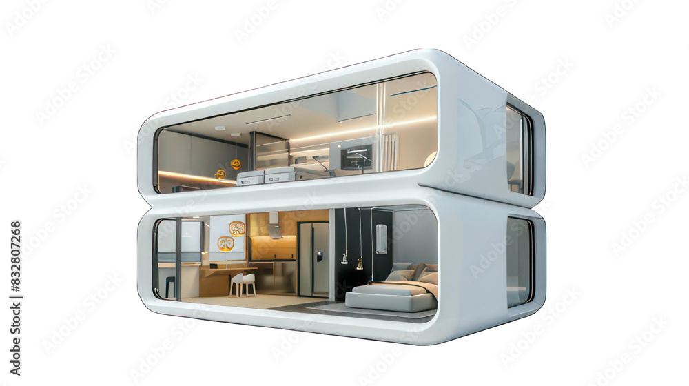 Poster modern cube appartement isolated on white created with generative ai