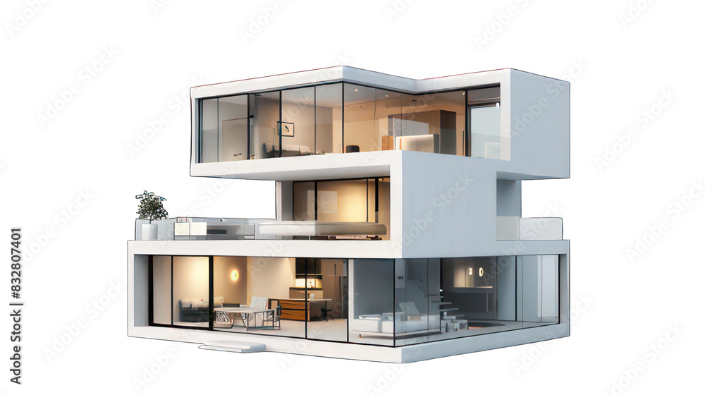 Poster modern cube appartement isolated on white created with generative ai
