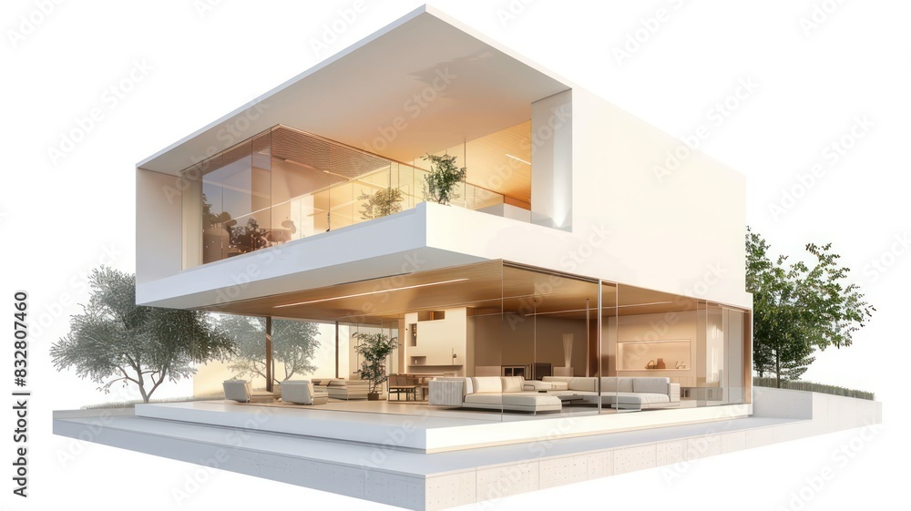 Poster modern cube appartement isolated on white created with generative ai