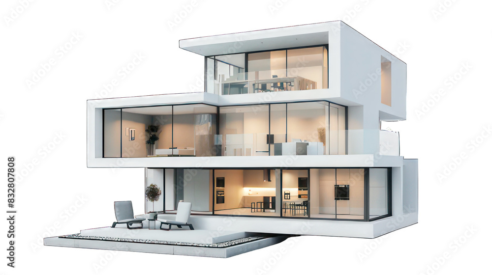 Poster modern cube appartement isolated on white created with generative ai