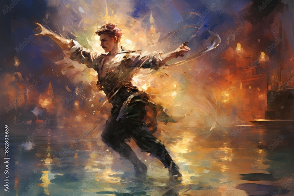 Canvas Prints a cunning and nimble swashbuckler, engaging in daring swordplay and acrobatic maneuvers. - generativ